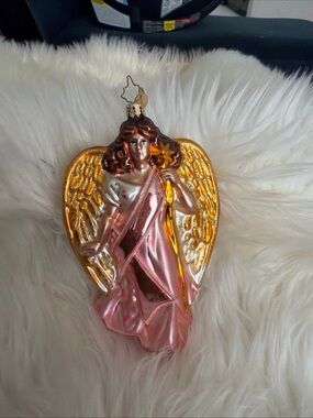 Christopher Radko Pink and Gold Angel Ornament